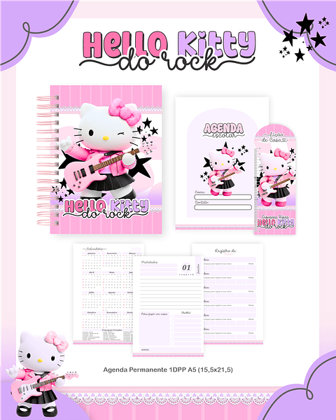 Encadernação Hello Kitty do Rock - Volta às Aulas Completo