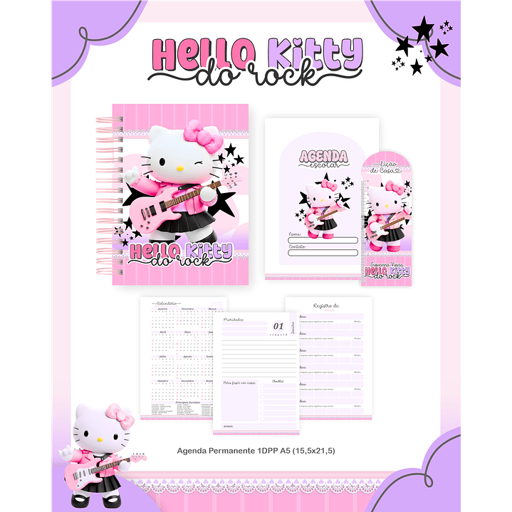 Encadernação Hello Kitty do Rock - Volta às Aulas Completo 2