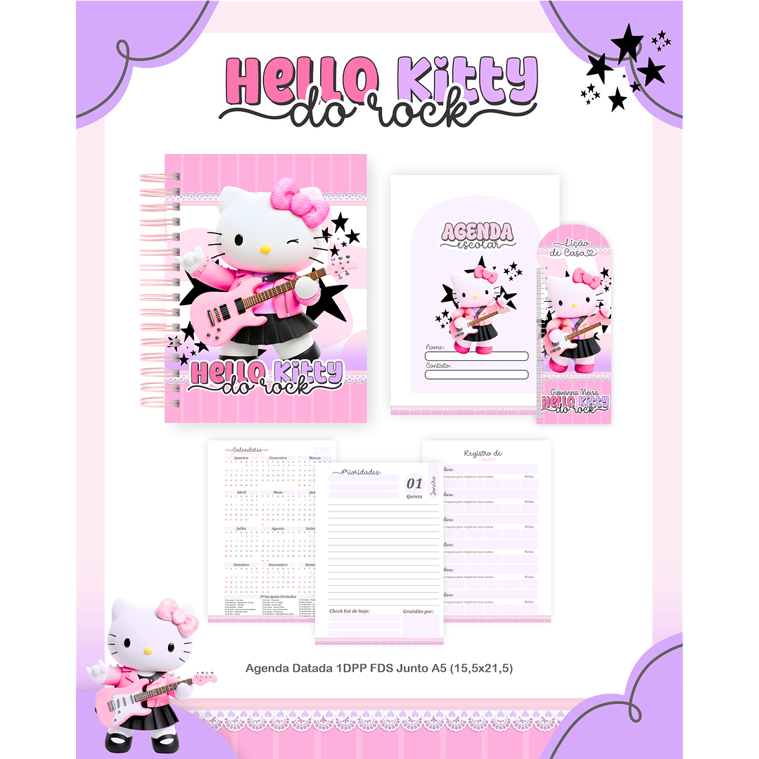 Encadernação Hello Kitty do Rock - Volta às Aulas Completo 4