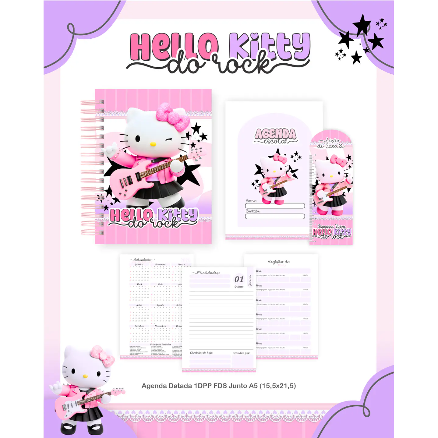 Encadernação Hello Kitty do Rock - Volta às Aulas Completo 4