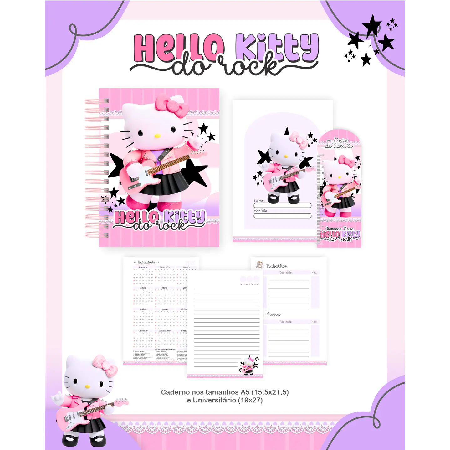 Encadernação Hello Kitty do Rock - Volta às Aulas Completo 5