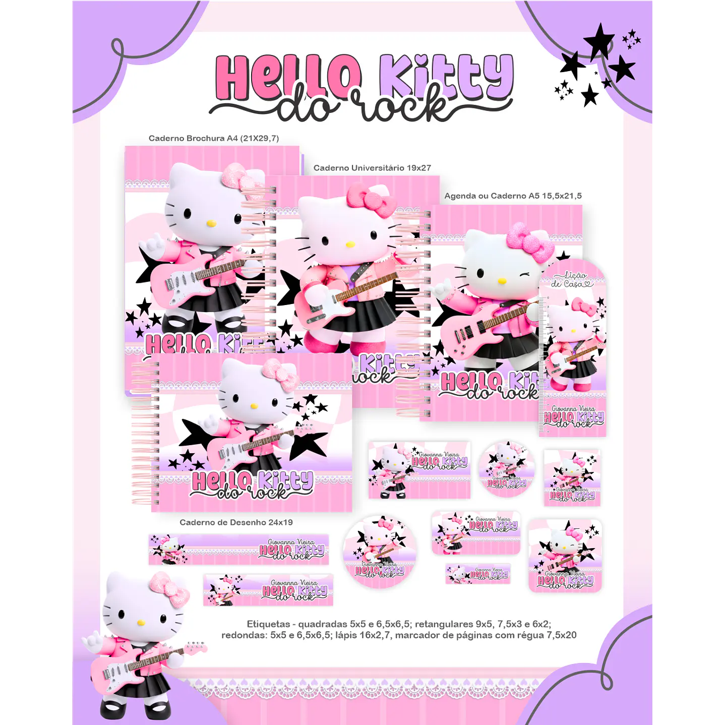 Encadernação Hello Kitty do Rock - Volta às Aulas Completo 1