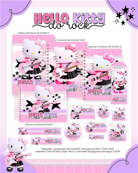 Encadernação Hello Kitty do Rock - Volta às Aulas Completo