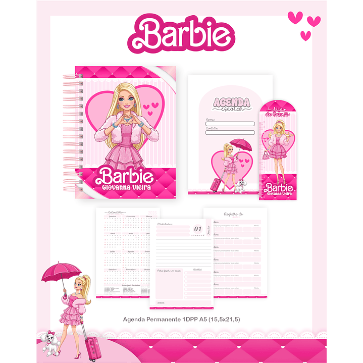 Kit Digital Encadernação Barbie - Volta às Aulas Completo 2