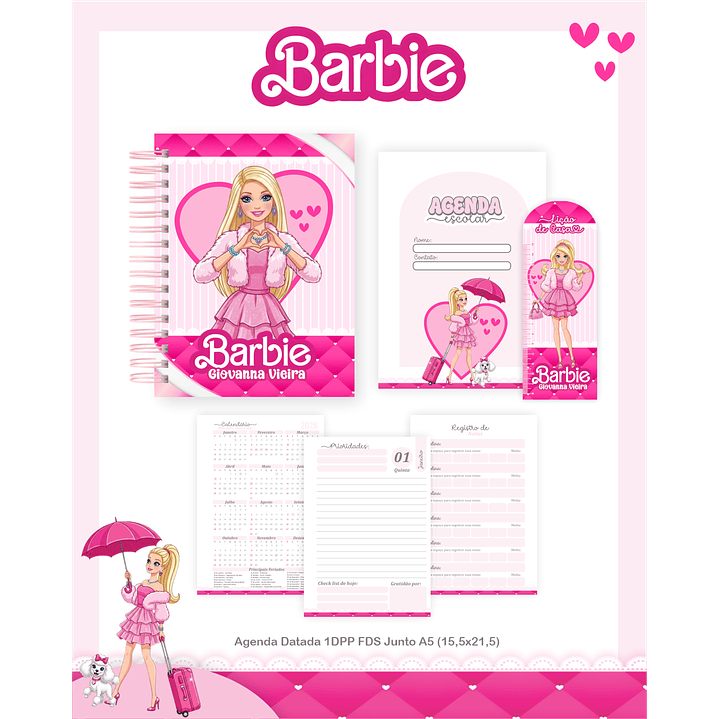 Kit Digital Encadernação Barbie - Volta às Aulas Completo 3