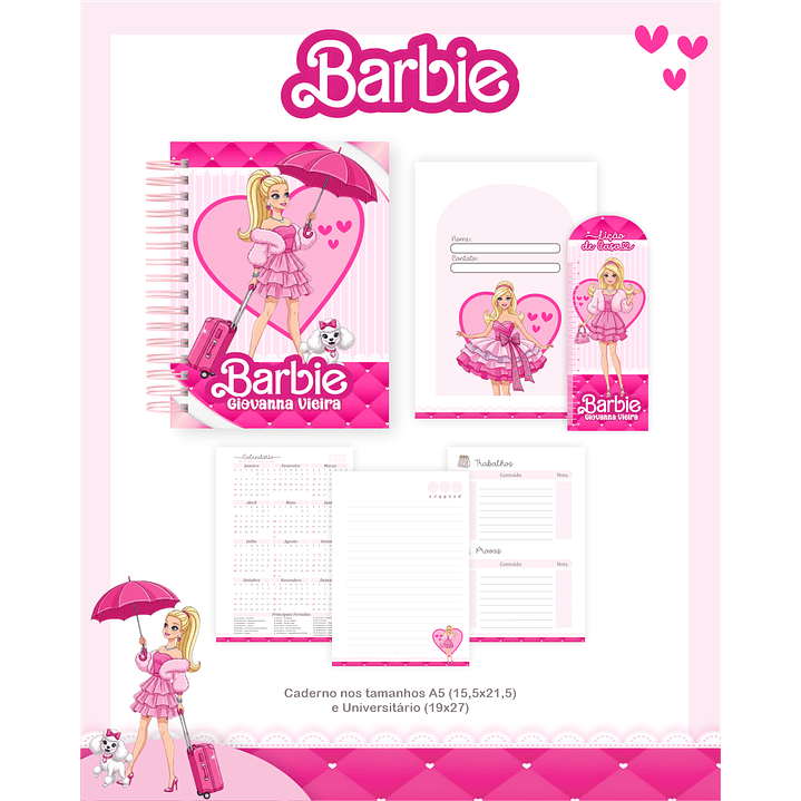 Kit Digital Encadernação Barbie - Volta às Aulas Completo 4