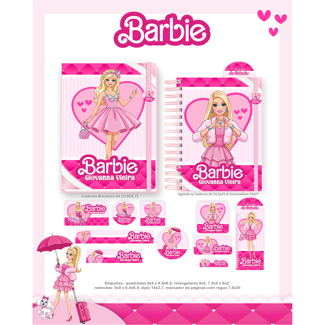 Kit Digital Encadernação Barbie - Volta às Aulas Completo 5