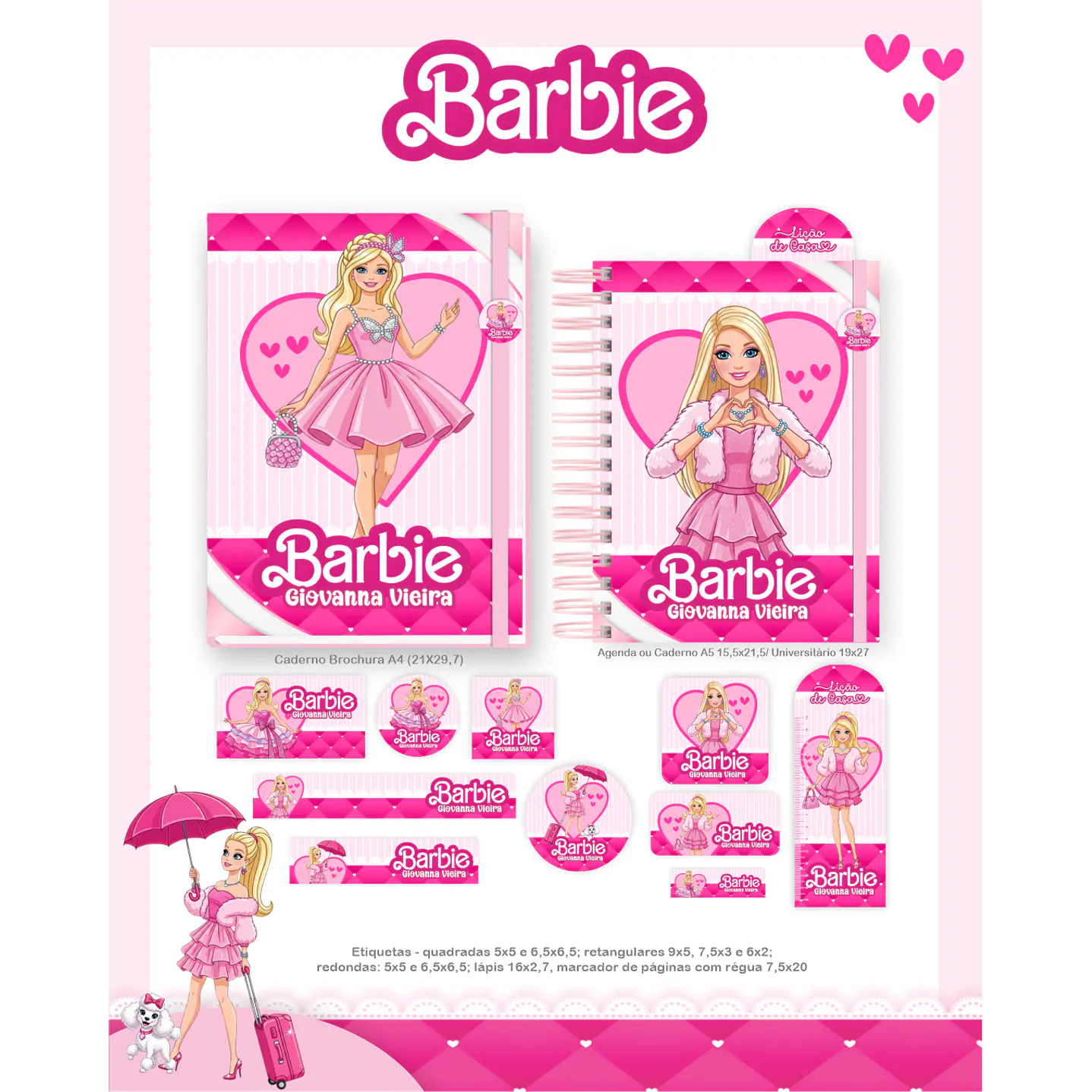Kit Digital Encadernação Barbie - Volta às Aulas Completo 5