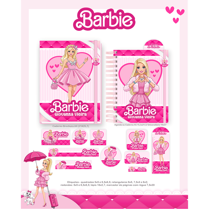 Kit Digital Encadernação Barbie - Volta às Aulas Completo 5