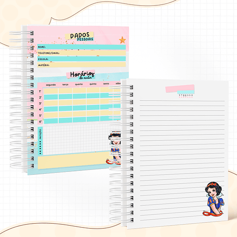 Encadernação Branca de Neve - Volta às aulas