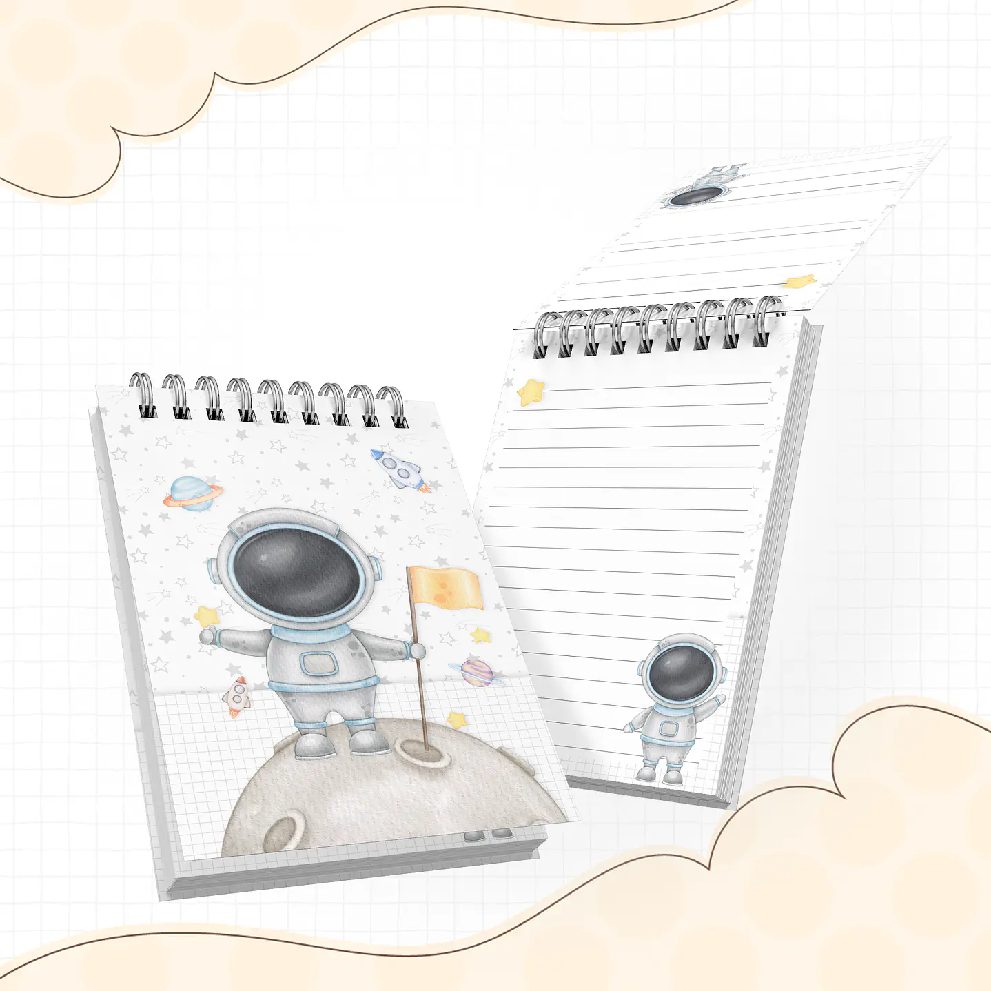 Kit Digital Encadernação Astronauta - Volta às Aulas 6
