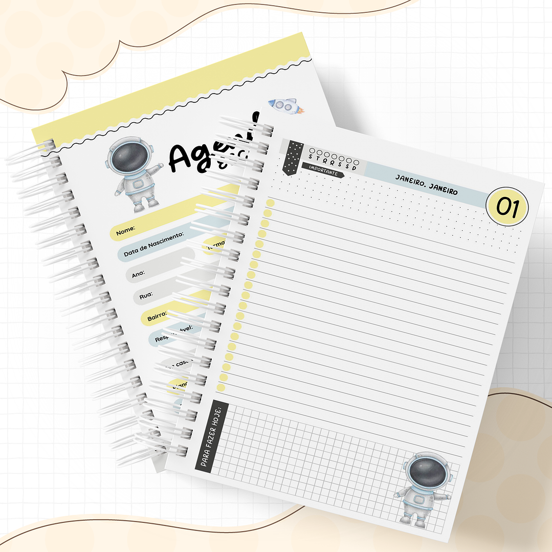 Kit Digital Encadernação Astronauta - Volta às Aulas 1