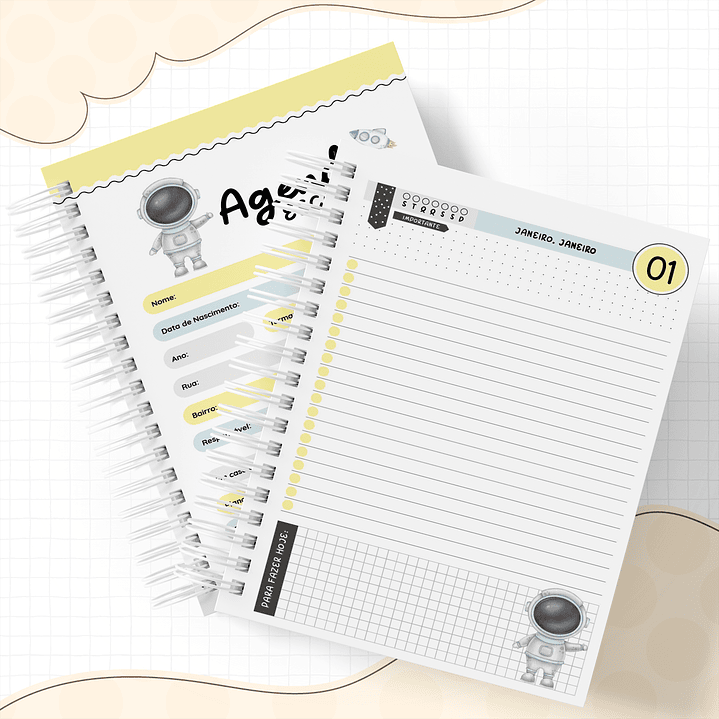 Kit Digital Encadernação Astronauta - Volta às Aulas 1