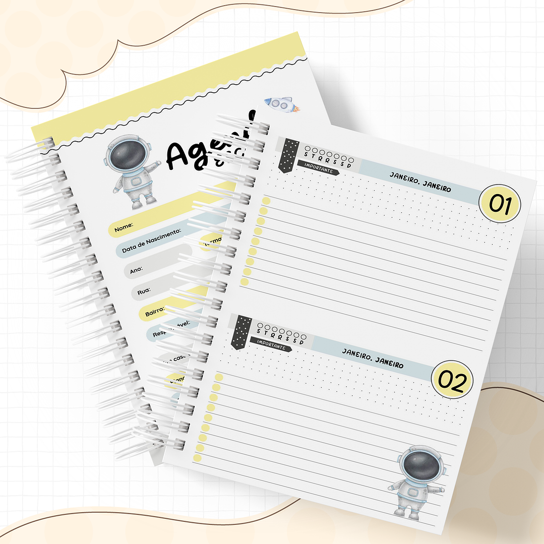 Kit Digital Encadernação Astronauta - Volta às Aulas 8