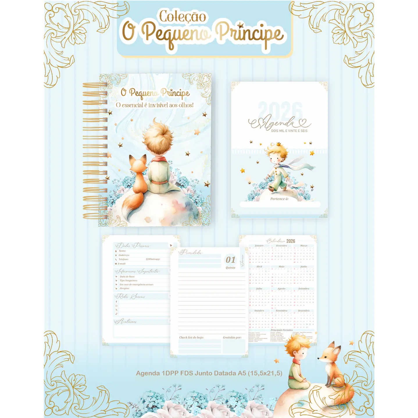Pack papelaria 70 Temas com Agendas 2026, Planner e Notepads 3