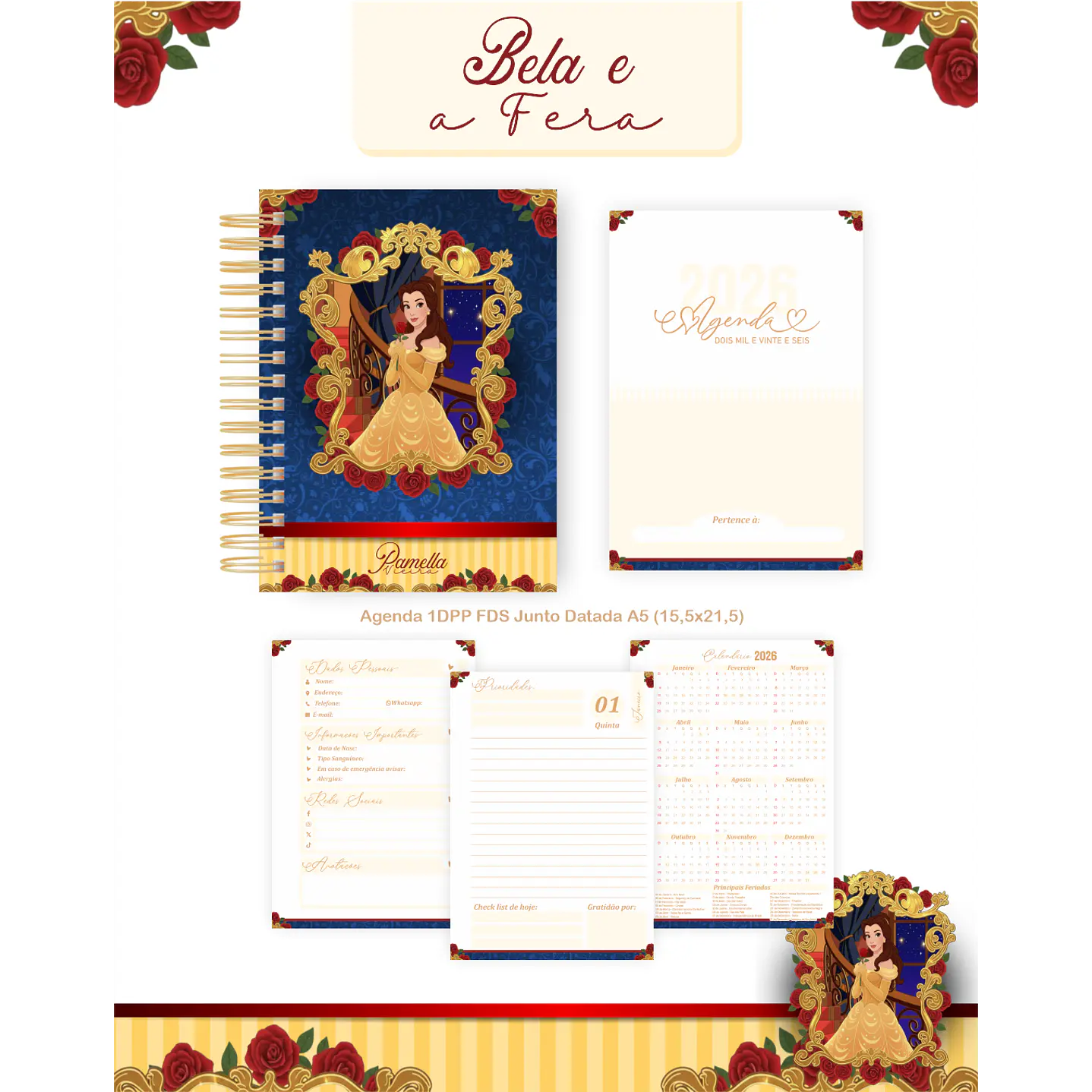 Pack papelaria 70 Temas com Agendas 2026, Planner e Notepads 2