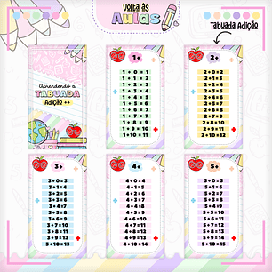 Kit Digital Tabuada Menina  PNG e PDF - Volta às Aulas