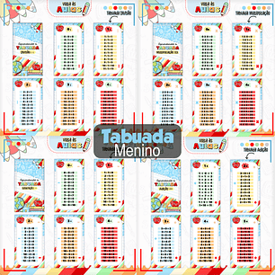 Kit Digital Tabuada Menino PNG e PDF - Volta às Aulas