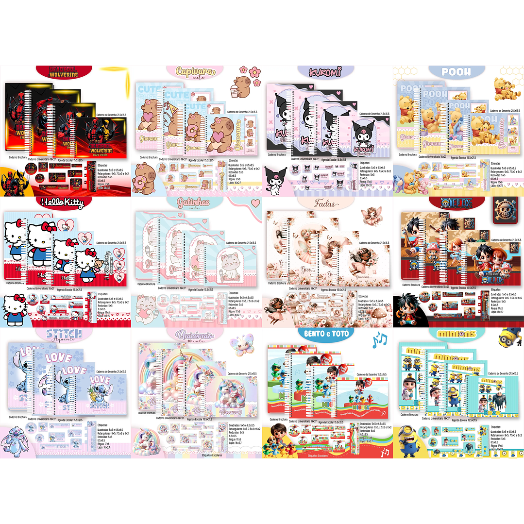 Pack Encadernação 50 Temas Variados - Volta às Aulas  2
