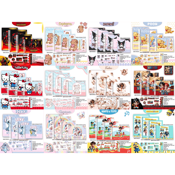 Pack Encadernação 50 Temas Variados - Volta às Aulas  2