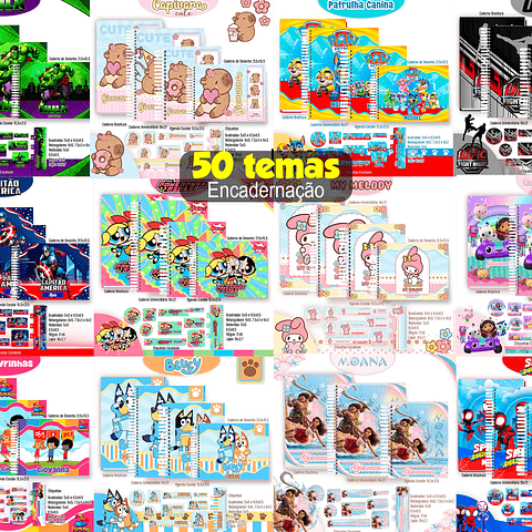 Pack Encadernação 50 Temas Variados - Volta às Aulas 