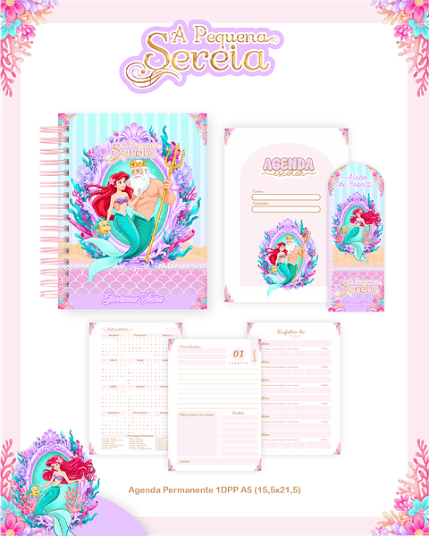 Kit Digital Encadernação A Pequena Sereia - Volta às Aulas