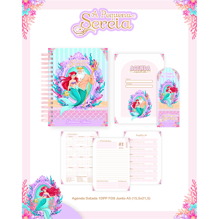 Kit Digital Encadernação A Pequena Sereia - Volta às Aulas 6