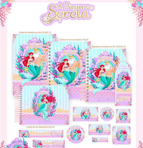 Kit Digital Encadernação A Pequena Sereia - Volta às Aulas