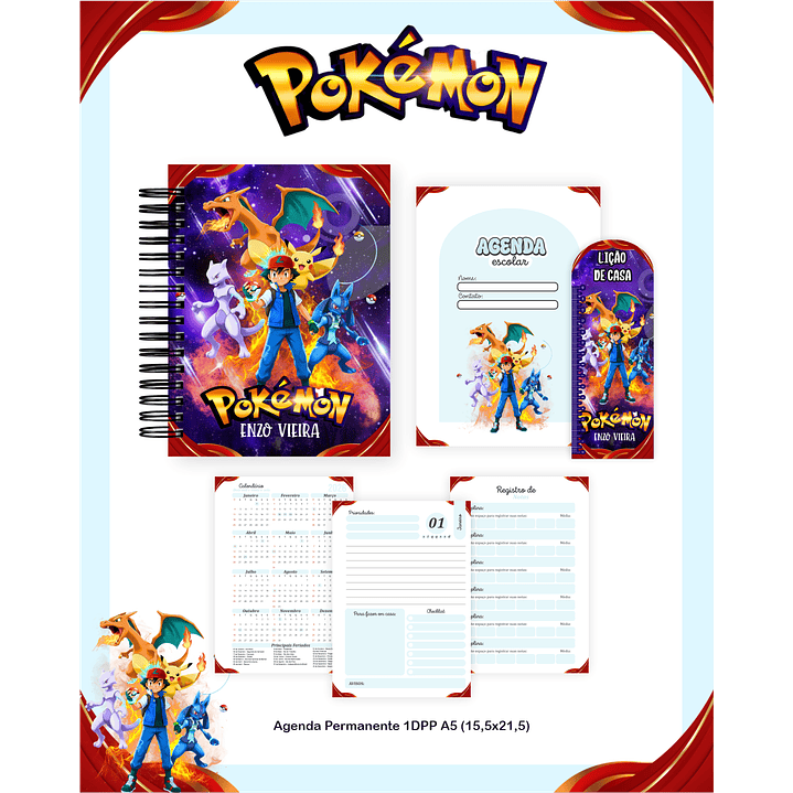 Kit Digital Encadernação Pokémon - Volta às Aulas  4