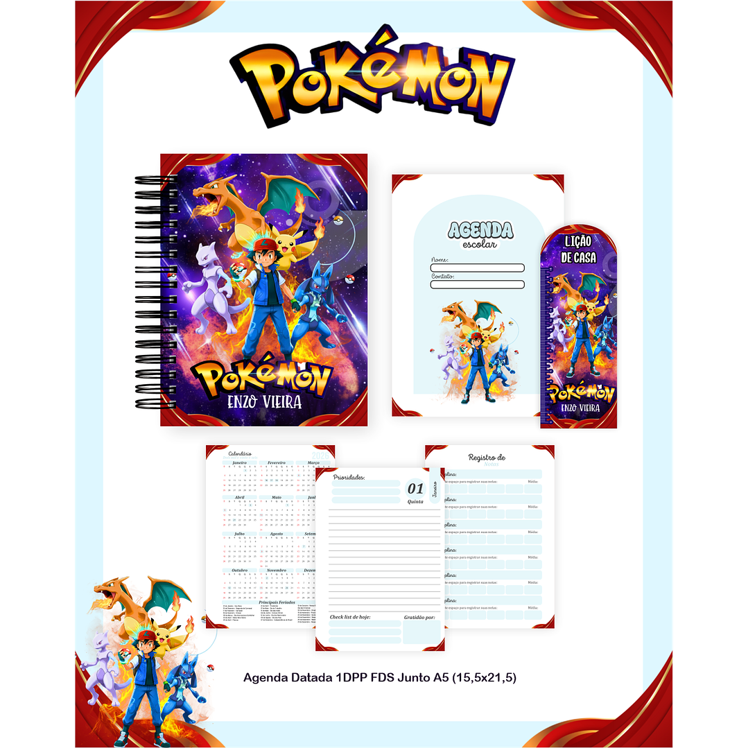 Kit Digital Encadernação Pokémon - Volta às Aulas  2