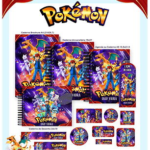 Kit Digital Encadernação Pokémon - Volta às Aulas 