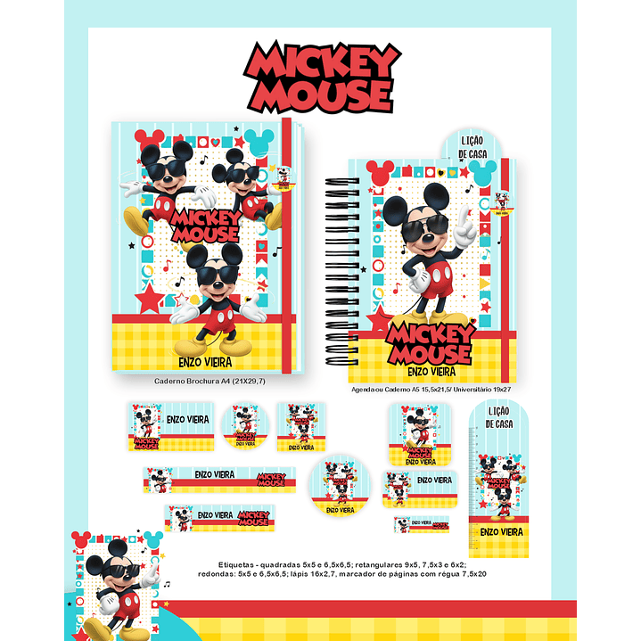Kit Digital Encadernação Mickey - Volta às Aulas Completo 5