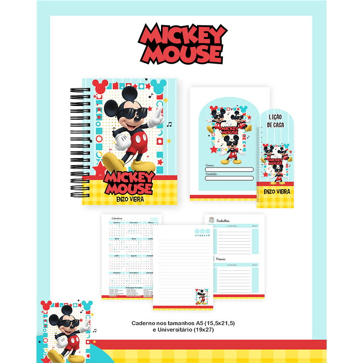 Kit Digital Encadernação Mickey - Volta às Aulas Completo 2