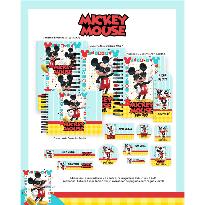 Kit Digital Encadernação Mickey - Volta às Aulas Completo 3