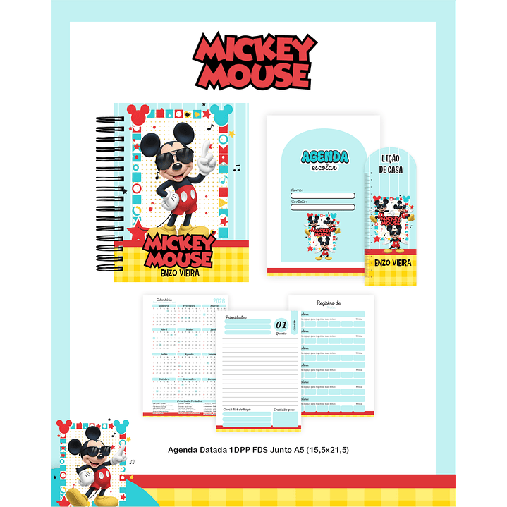 Kit Digital Encadernação Mickey - Volta às Aulas Completo 6