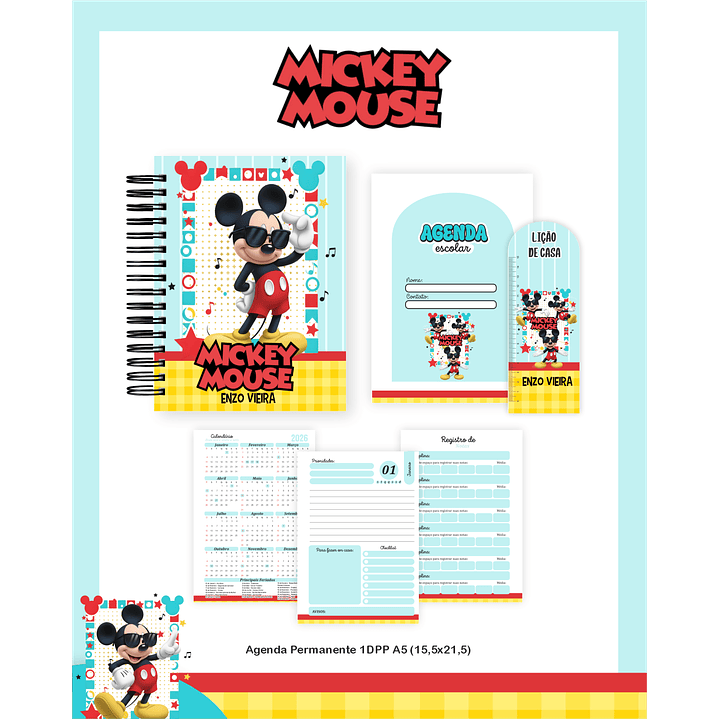 Kit Digital Encadernação Mickey - Volta às Aulas Completo 4