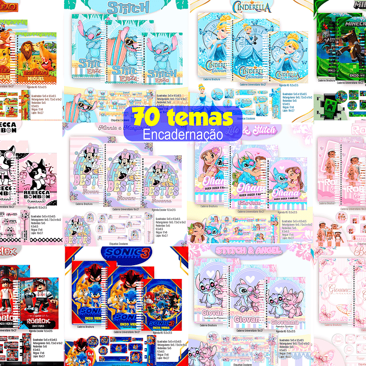 Pack Encadernação 70 Temas Variados - Volta às Aulas 1