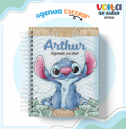 Kit Digital Encadernação Stitch Menino - Volta às Aulas