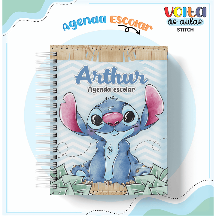 Kit Digital Encadernação Stitch Menino - Volta às Aulas 2