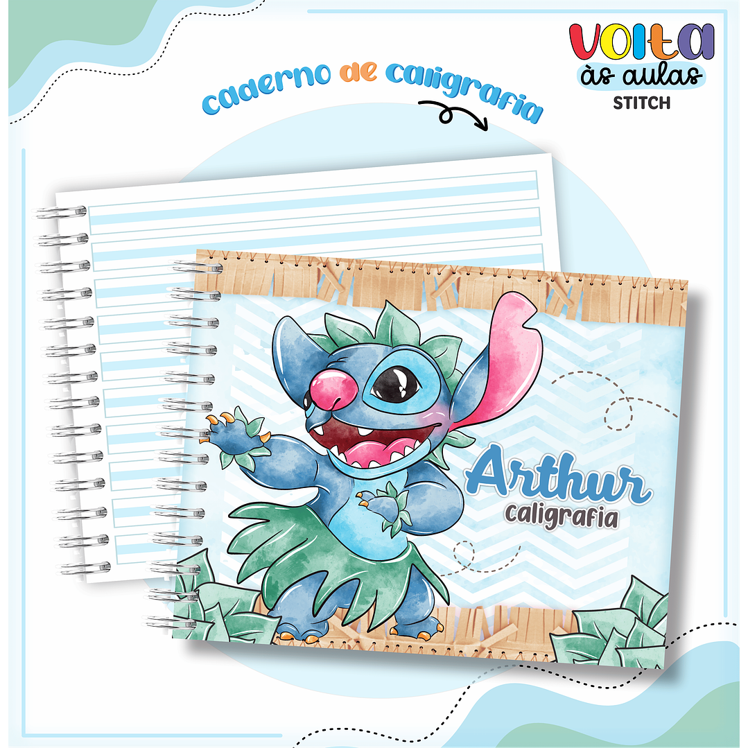 Kit Digital Encadernação Stitch Menino - Volta às Aulas 4