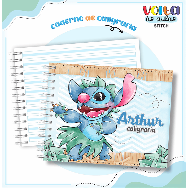 Kit Digital Encadernação Stitch Menino - Volta às Aulas 4
