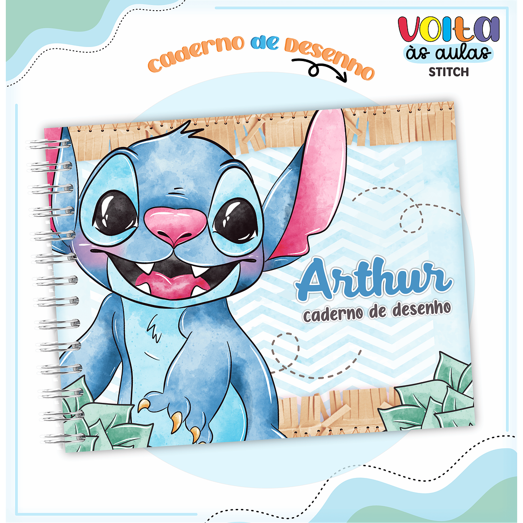 Kit Digital Encadernação Stitch Menino - Volta às Aulas 5