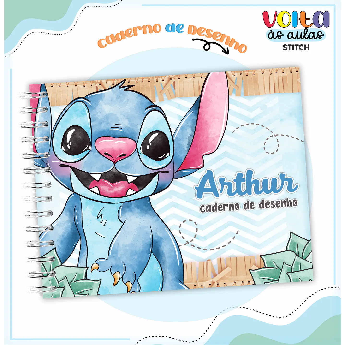 Kit Digital Encadernação Stitch Menino - Volta às Aulas 5