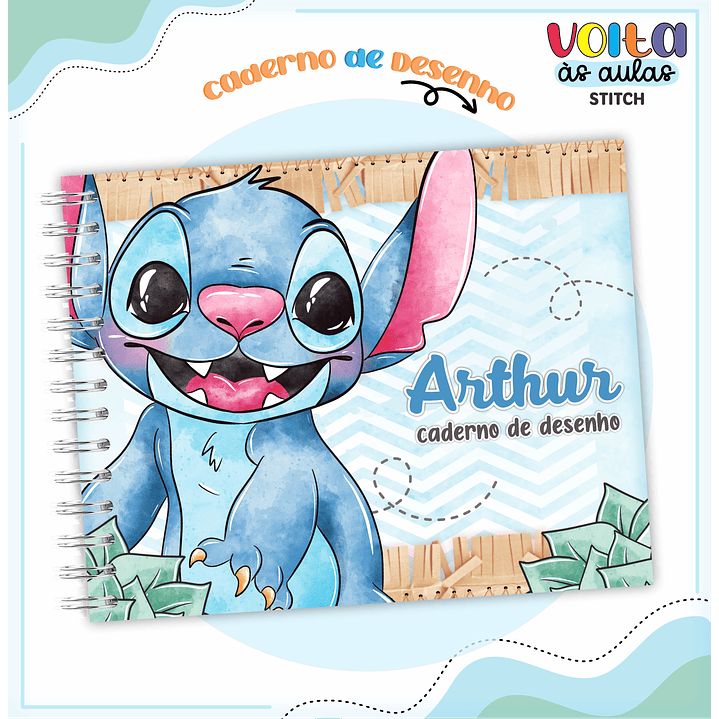 Kit Digital Encadernação Stitch Menino - Volta às Aulas 5