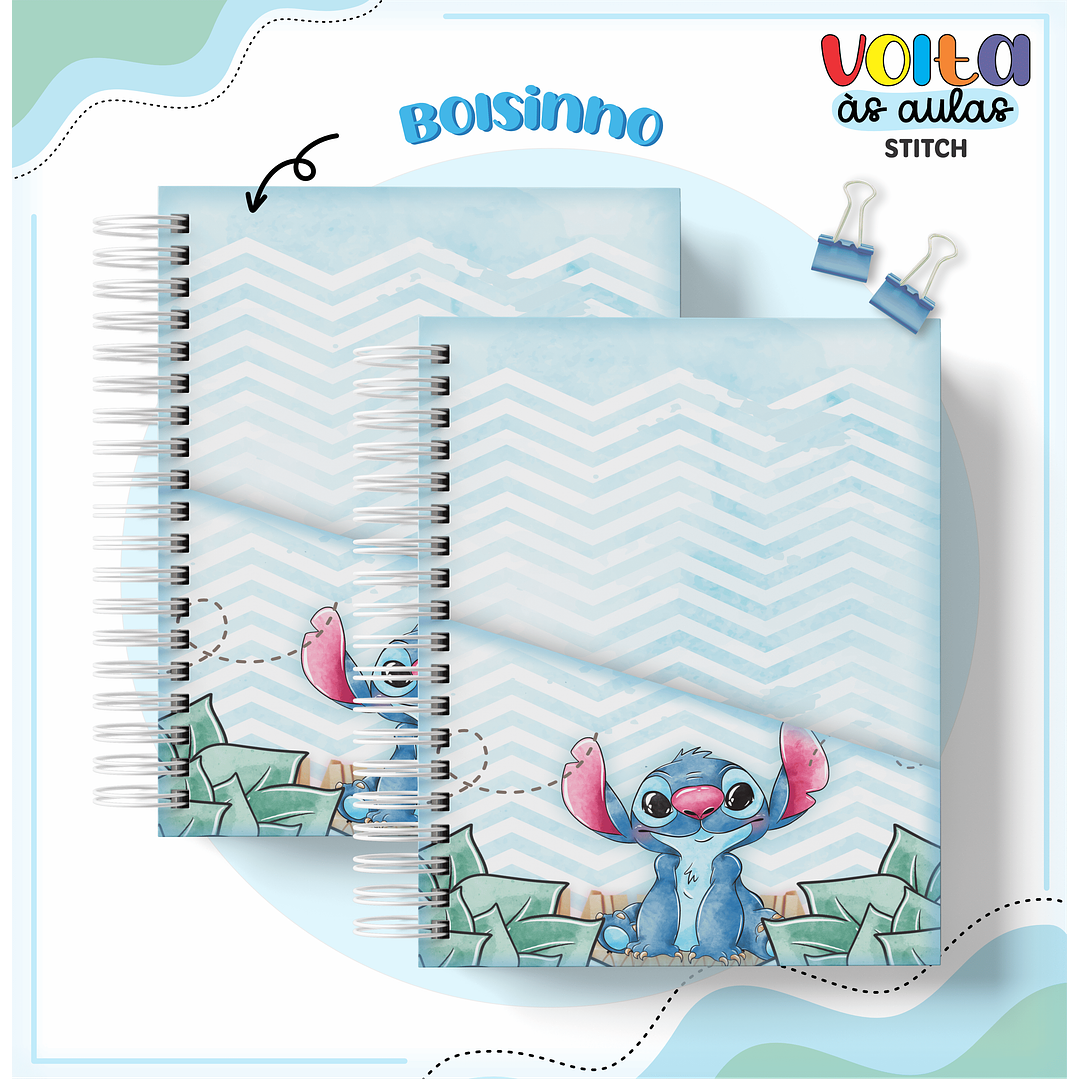 Kit Digital Encadernação Stitch Menino - Volta às Aulas 7