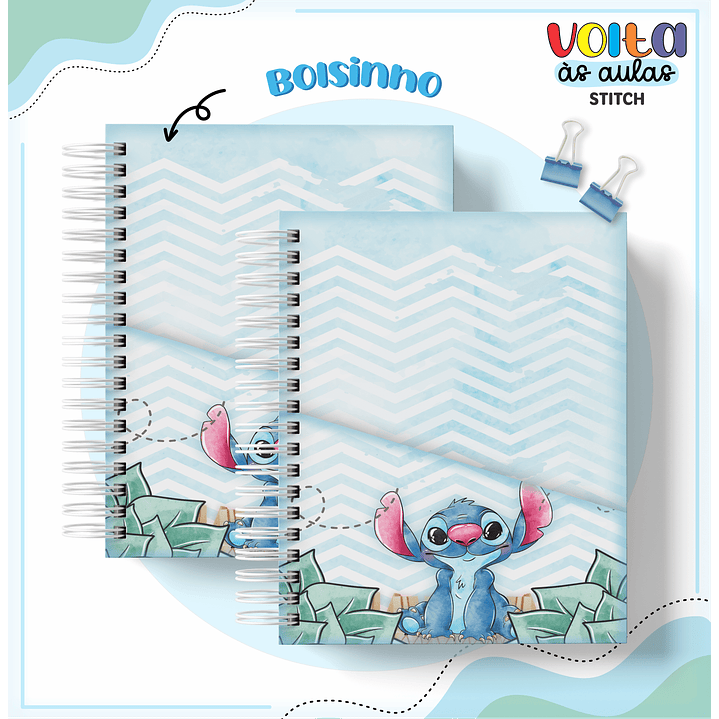Kit Digital Encadernação Stitch Menino - Volta às Aulas 7