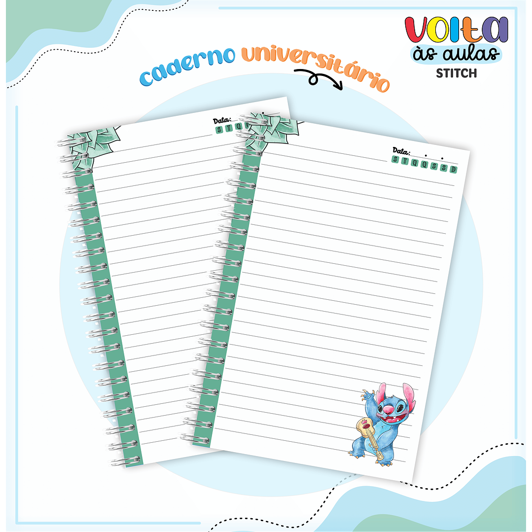 Kit Digital Encadernação Stitch Menino - Volta às Aulas 8