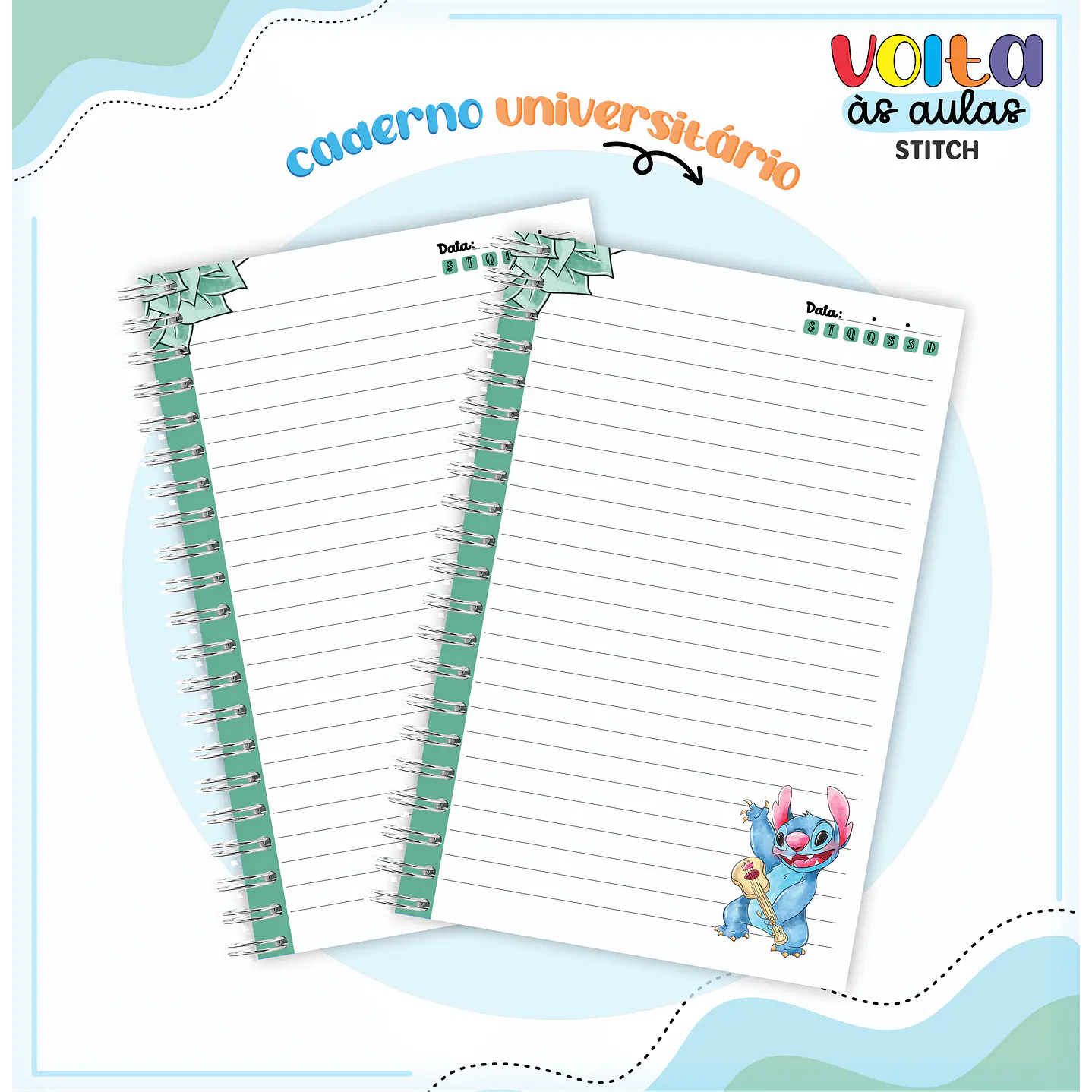 Kit Digital Encadernação Stitch Menino - Volta às Aulas 8