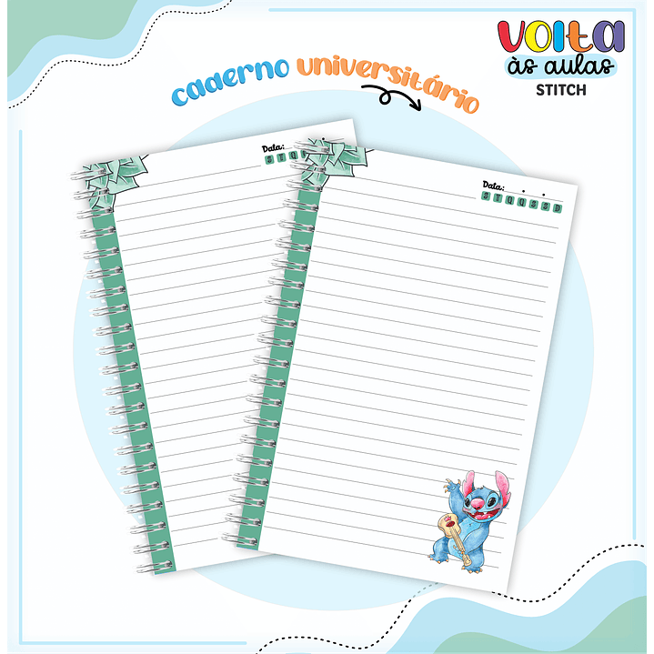 Kit Digital Encadernação Stitch Menino - Volta às Aulas 8