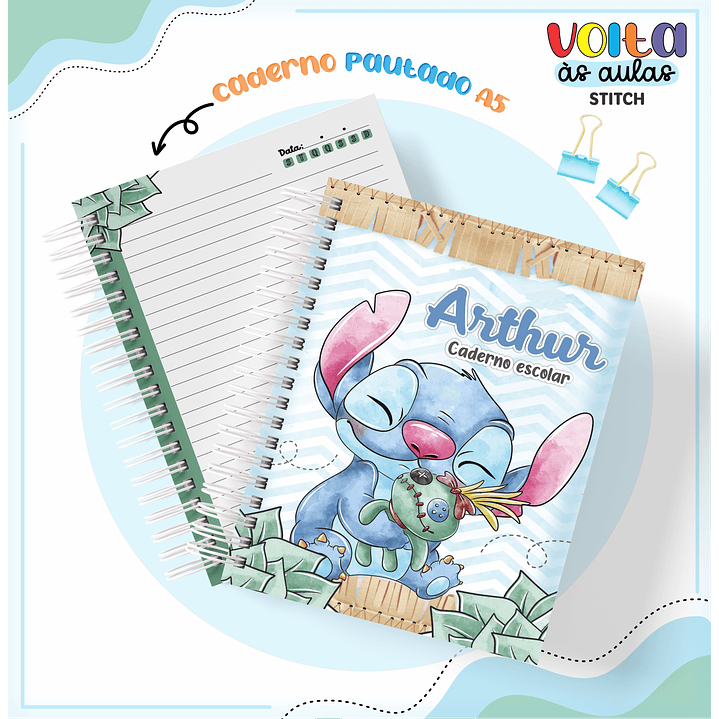 Kit Digital Encadernação Stitch Menino - Volta às Aulas 9